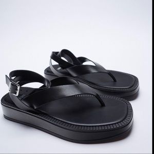 ZARA Tied Flat Leather Sandals